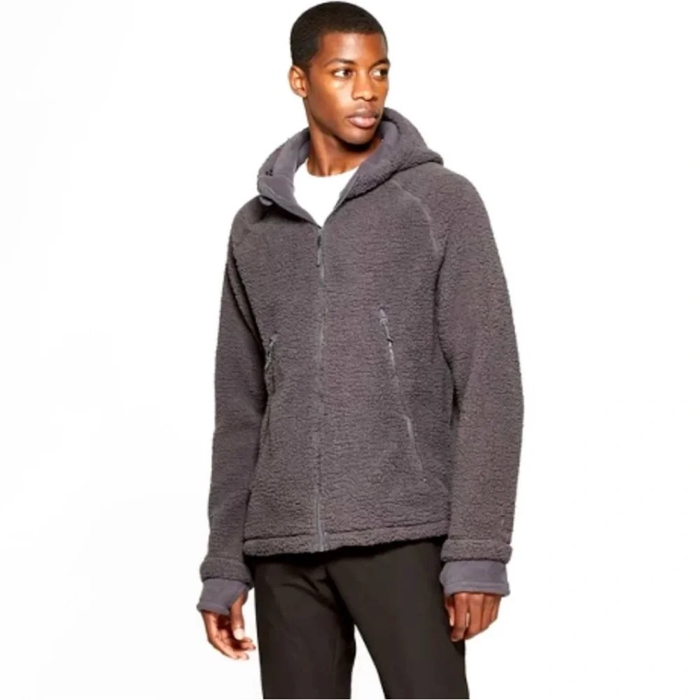 C9 Champion Men's Sherpa Lined Fleece Hooded Jacket - Charcoal Grey, Large